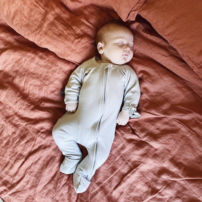 Goumikids Unisex Baby Footie Pajamas Organic Sleeper Clothes, 3-6M Desert Mist