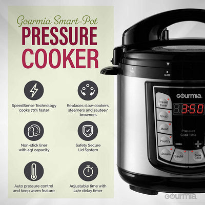 Gourmia Smart Pot 4 Quart Multimode 13 Program Pressure Cooker, (Open Box)