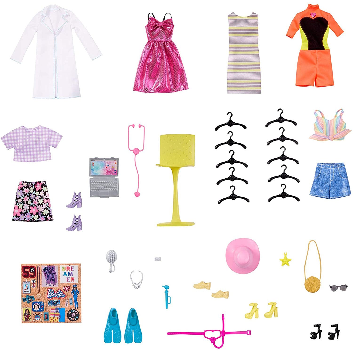 Barbie Dream Closet Fashion Wardrobe Storage with Clothes and Accessories, Pink