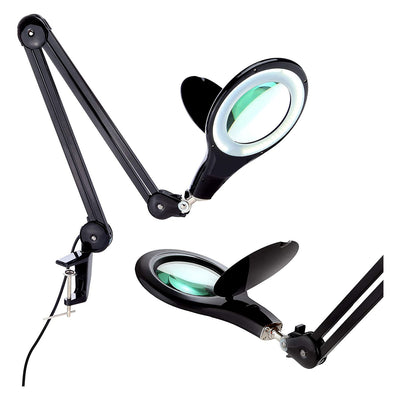 Brightech Pro LED Adjustable Clamp 2.25x Magnifying Desk Lamp, Black (Used)