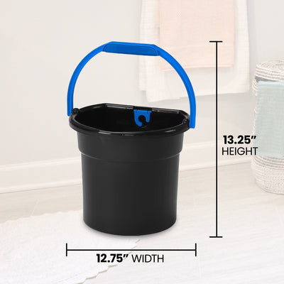 Gracious Living 5.8 Gallon Flat Back Indoor Outdoor Garden Water Bucket, Black