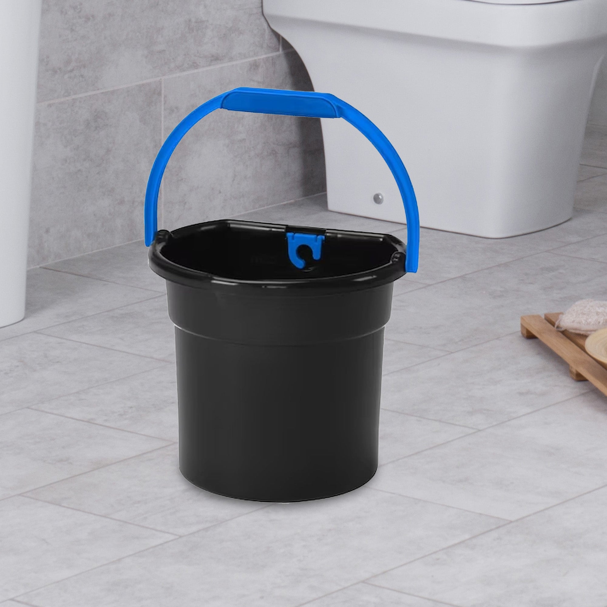Gracious Living 5.8 Gallon Flat Back Indoor Outdoor Garden Water Bucket, Black