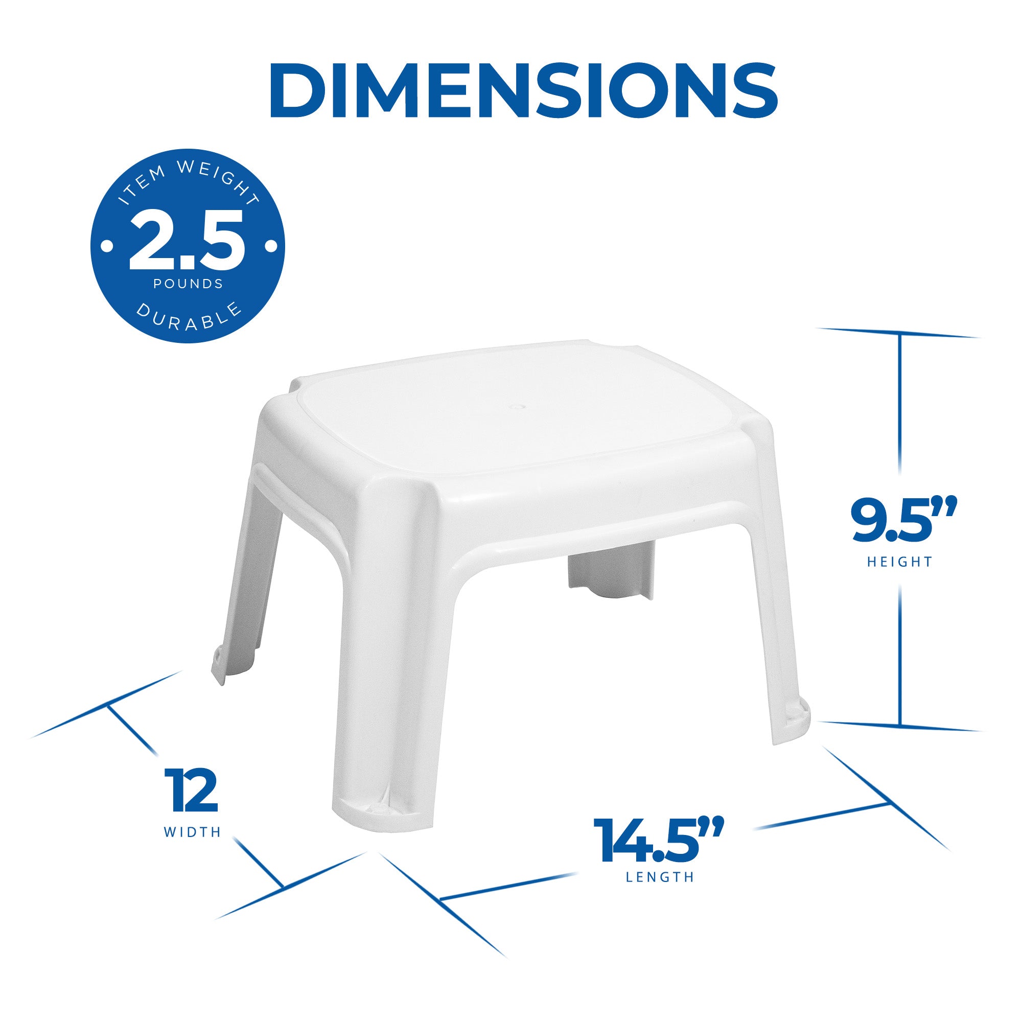 Gracious Living Non Slip 9.5" Rubber 1 Step Home Step Stool, White (Open Box)