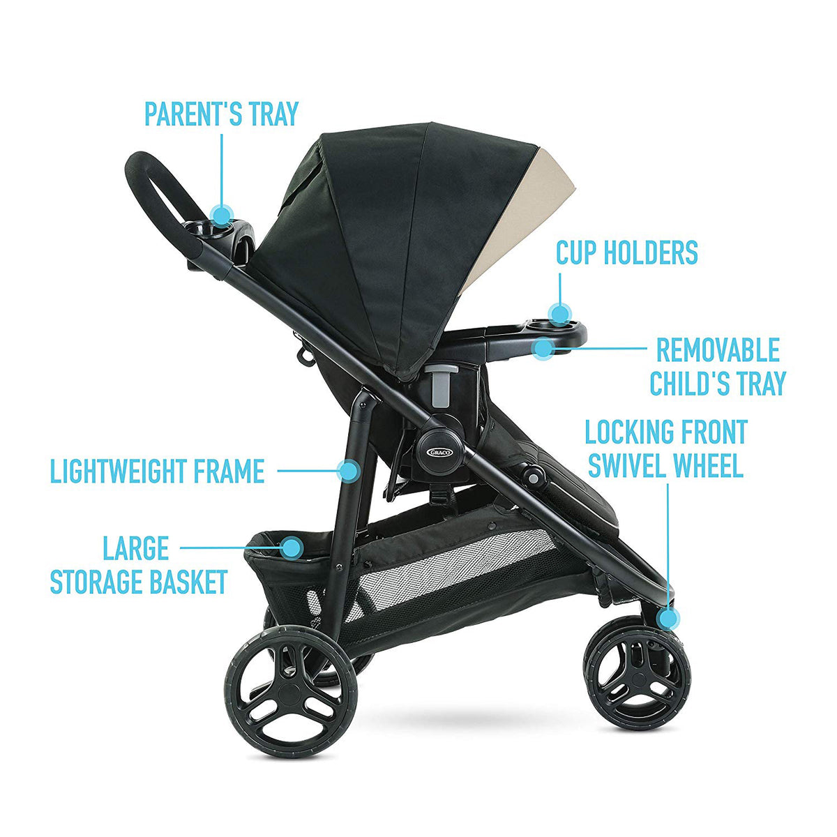 Graco 2083432 Modes 3 Lite DLX Folding Convertible Toddler Baby Stroller, Pierce - VMInnovations