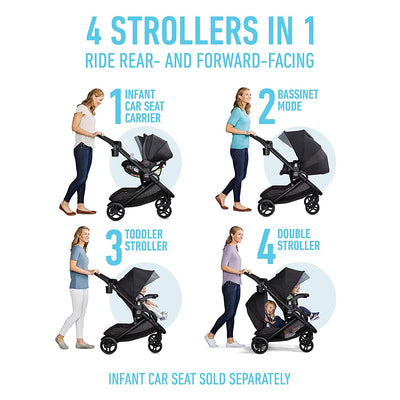 Graco Modes2Grow 4 in 1 Convertible Double Baby Toddler Stroller, Spencer Gray