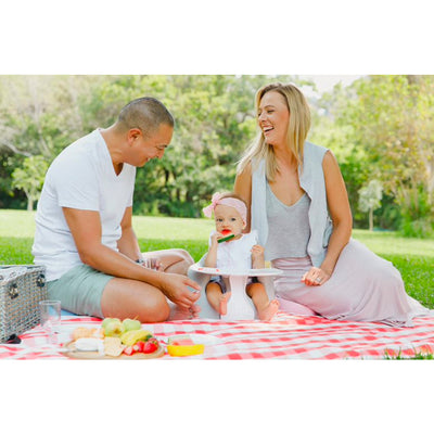 Bumbo Baby Infant Soft Foam Wide Floor Seat w/ Play Top Tray Attachment, Monsoon
