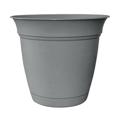 HC Companies 8 Inch Eclipse Planter with Attached Saucer, Stormy Gray (2 Pack) - VMInnovations