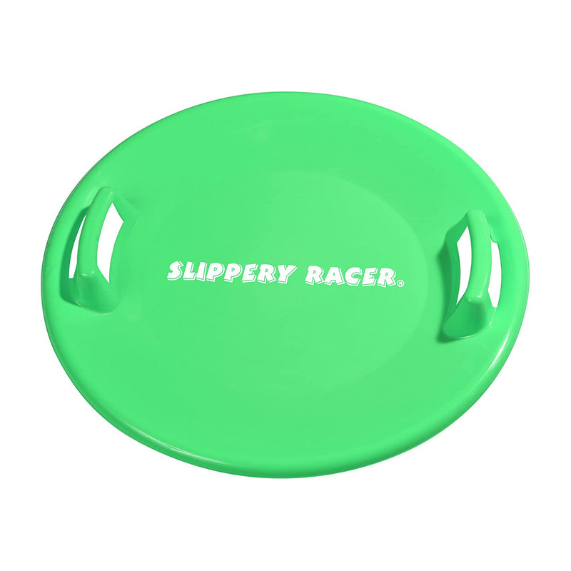 Slippery Racer Downhill Pro Adults & Kids Saucer Disc Snow Sled, Green (2 Pack)