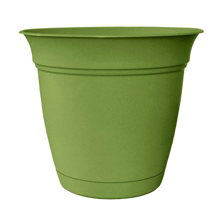 HC Companies 8" Eclipse Planter Indoor Outdoor Pot with Attached Saucer, Green
