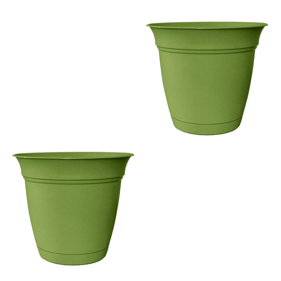 HC Companies ECA08000 8 In Eclipse Planter with Attached Saucer, Green (2 Pack) - VMInnovations