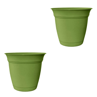 HC Companies ECA10000 10 Inch Eclipse Planter w/ Attached Saucer, Green (2 Pack)