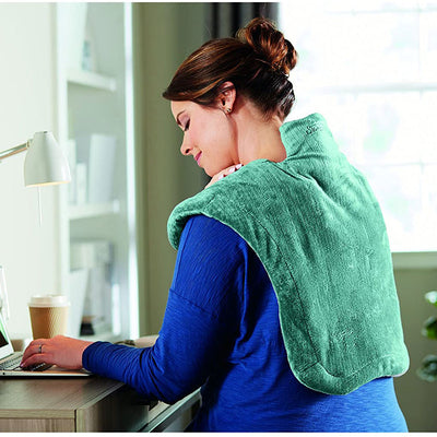 Sunbeam Pain Relief Massaging XL Renue Heat Therapy Neck and Shoulder Wrap, Jade