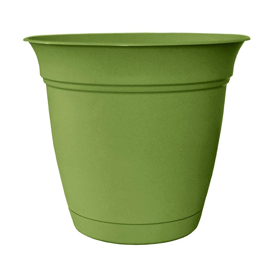 HC Companies 8" Eclipse Planter Indoor Outdoor Pot with Attached Saucer, Green