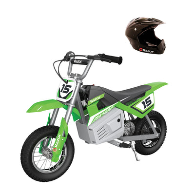 Razor MX400 Dirt Rocket 24V Electric Toy Dirt Bike & Full Face Helmet, Green - VMInnovations