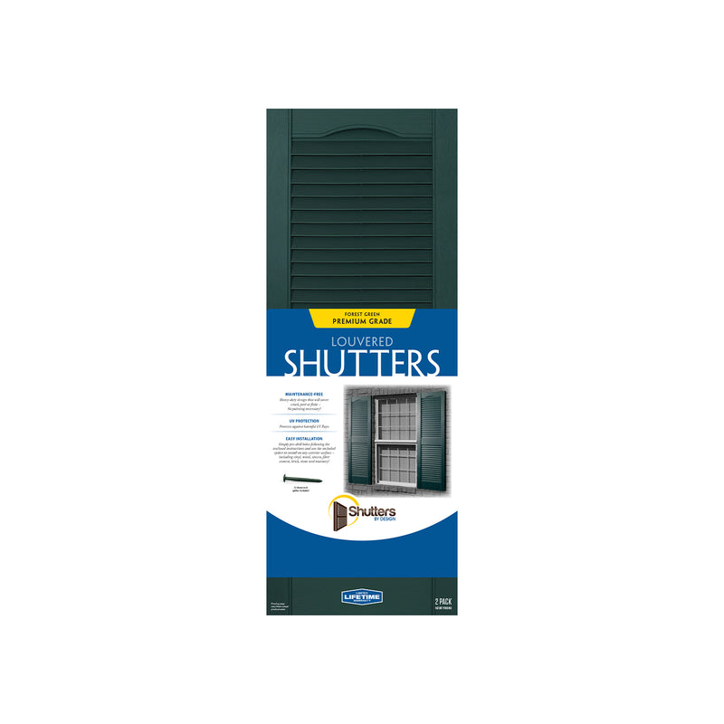 Plastic Development Group 14 x 59 Inch Exterior Vinyl Louvered Shutters, Green