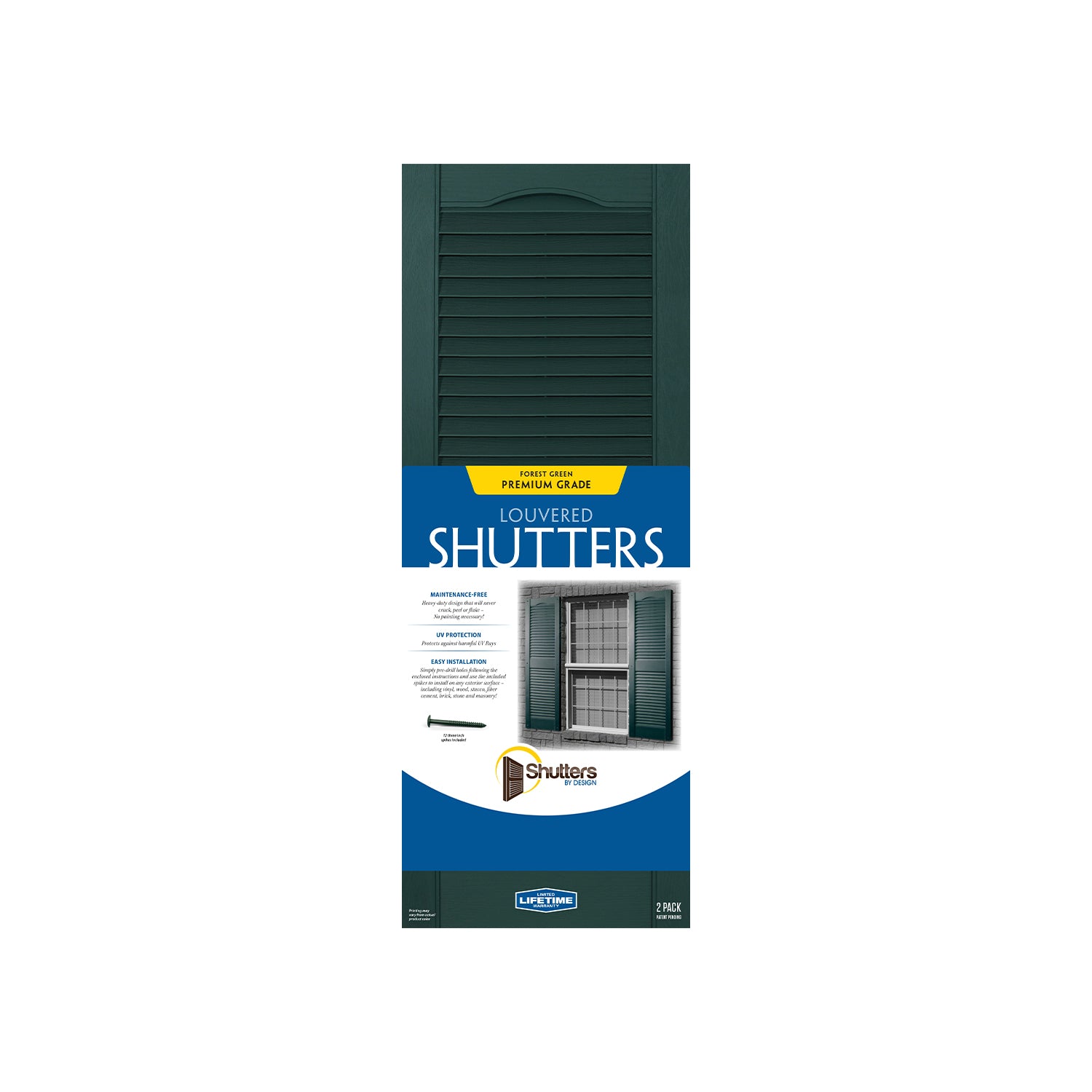 Plastic Development Group 14 x 59 Inch Exterior Vinyl Louvered Shutters, Green - VMInnovations