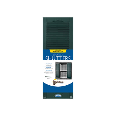 Plastic Development Group 14 x 59 Inch Exterior Vinyl Louvered Shutters, Green - VMInnovations