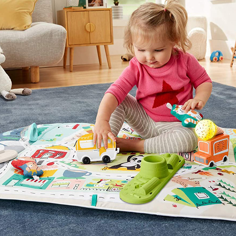 Fisher-Price GRV42 Baby 3.5 Ft Jumbo Activity City Play Mat Floor Gym w/ 7 Toys - VMInnovations