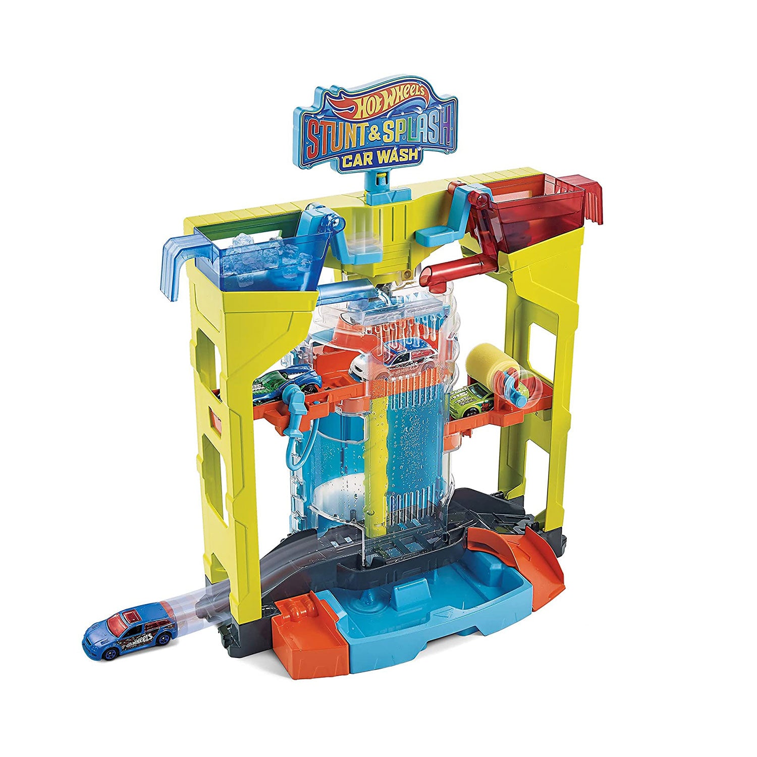 Hot Wheels City Stunt & Splash Car Wash Playset w/ Color Changing 1:64 Scale Car - VMInnovations