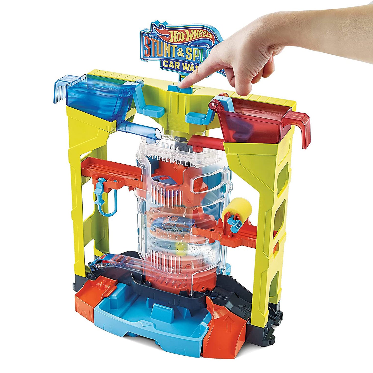 Hot Wheels City Stunt & Splash Car Wash Playset w/ Color Changing 1:64 Scale Car - VMInnovations