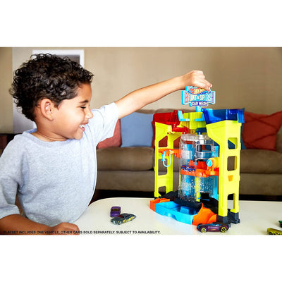 Hot Wheels City Stunt & Splash Car Wash Playset w/ Color Changing 1:64 Scale Car - VMInnovations