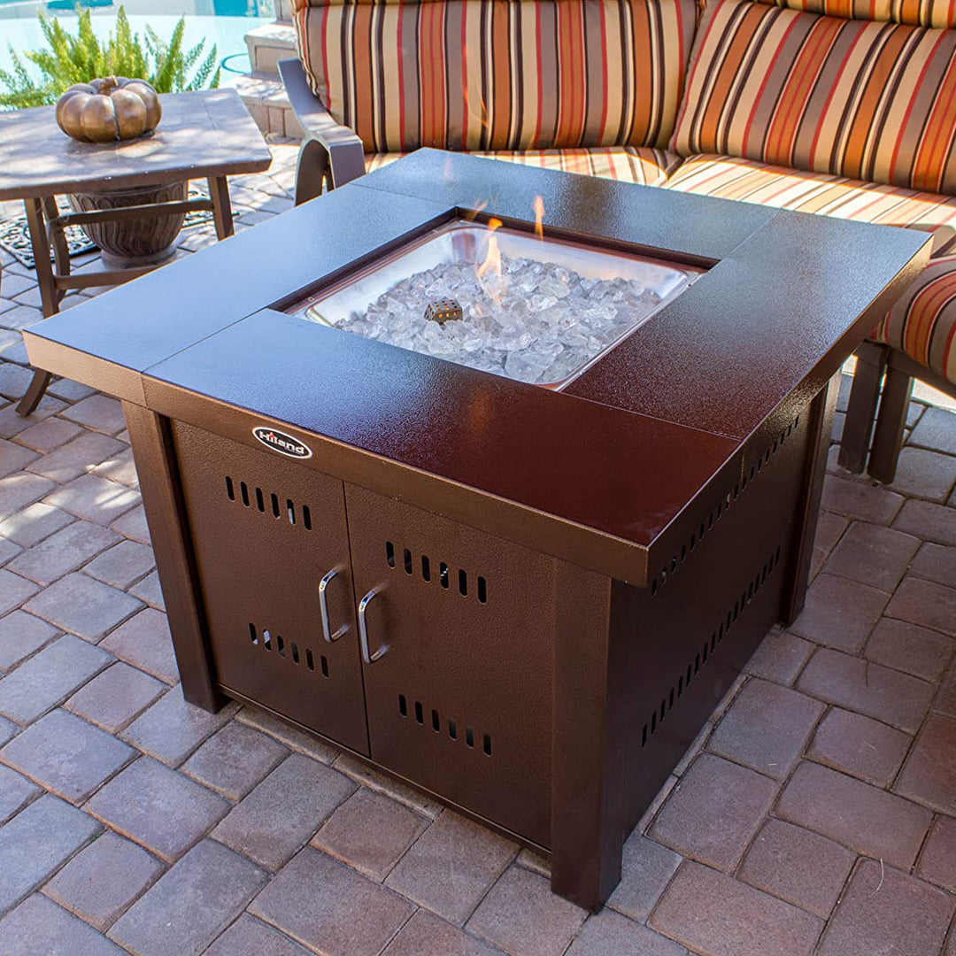 AZ Patio Heaters GS-F-PC Fire Pit 38 In 40,000 BTU Table w/ Glass Beads, Bronze - VMInnovations