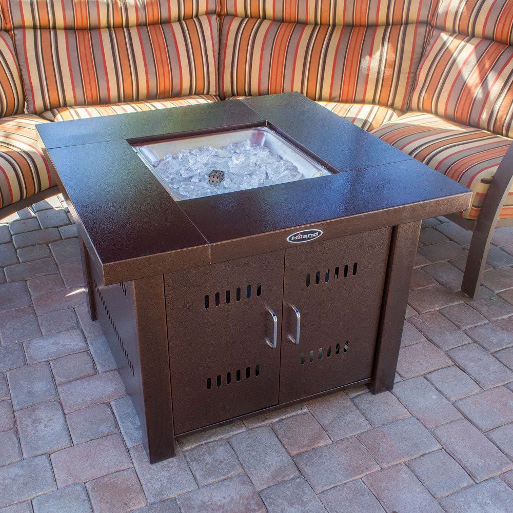 AZ Patio Heaters GS-F-PC Fire Pit 38 In 40,000 BTU Table w/ Glass Beads, Bronze - VMInnovations