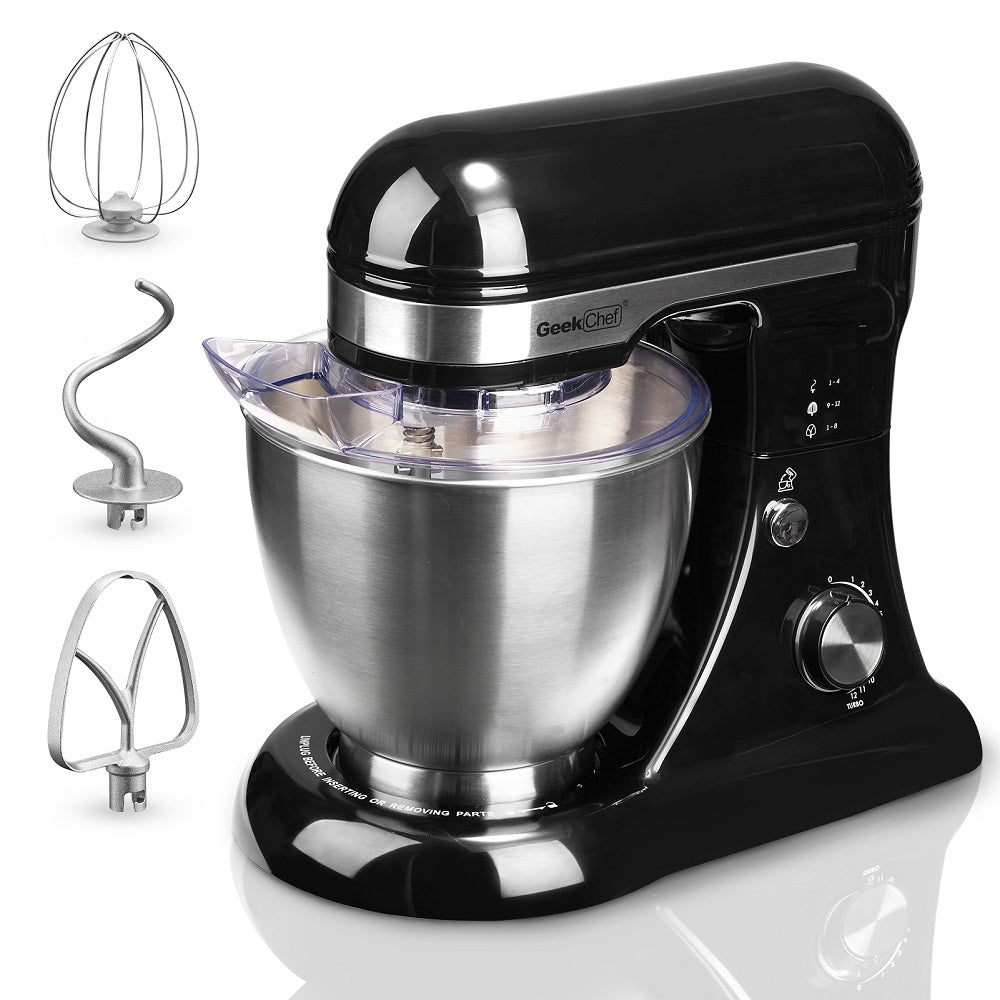 Geek Chef Stainless Steel 4.8 Qt Bowl 12 Speed Baking Food Stand Mixer(Open Box) - VMInnovations