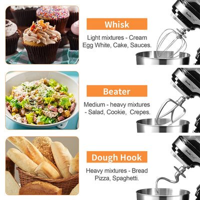 Geek Chef Stainless Steel 4.8 Qt Bowl 12 Speed Baking Food Stand Mixer(Open Box) - VMInnovations