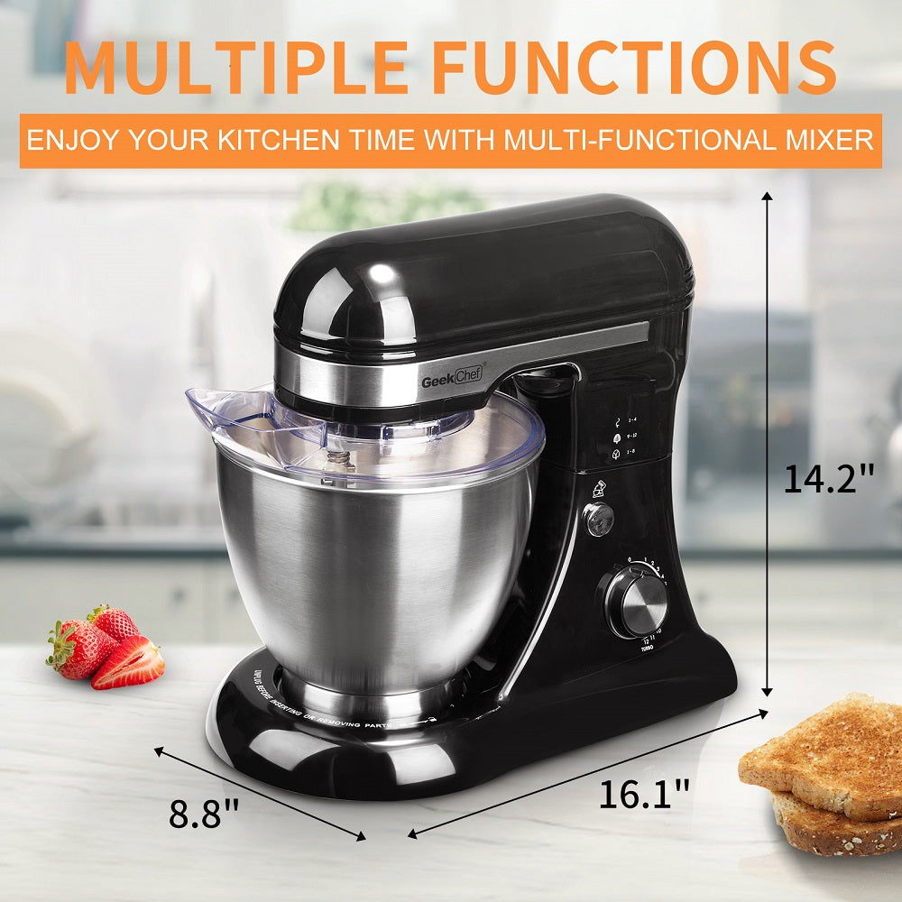 Geek Chef Stainless Steel 4.8 Qt Bowl 12 Speed Baking Food Stand Mixer(Open Box) - VMInnovations