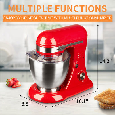 Geek Chef Stainless Steel 4.8 Qt Bowl 12 Spd Baking Stand Mixer, Red (For Parts) - VMInnovations