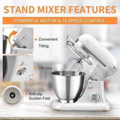 Geek Chef Stainless Steel 4.8 Qt Bowl 12 Speed Baking Food Stand Mixer (Damaged)