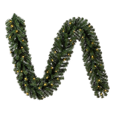 Home Heritage 9' Garland and 72" Wreath Prelit Holiday Greenery 3 Piece Set