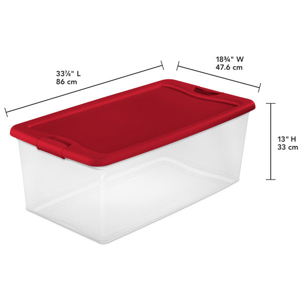 Sterilite 106-Quart Latching Box Plastic Stackable Storage Bin (4 Pack)