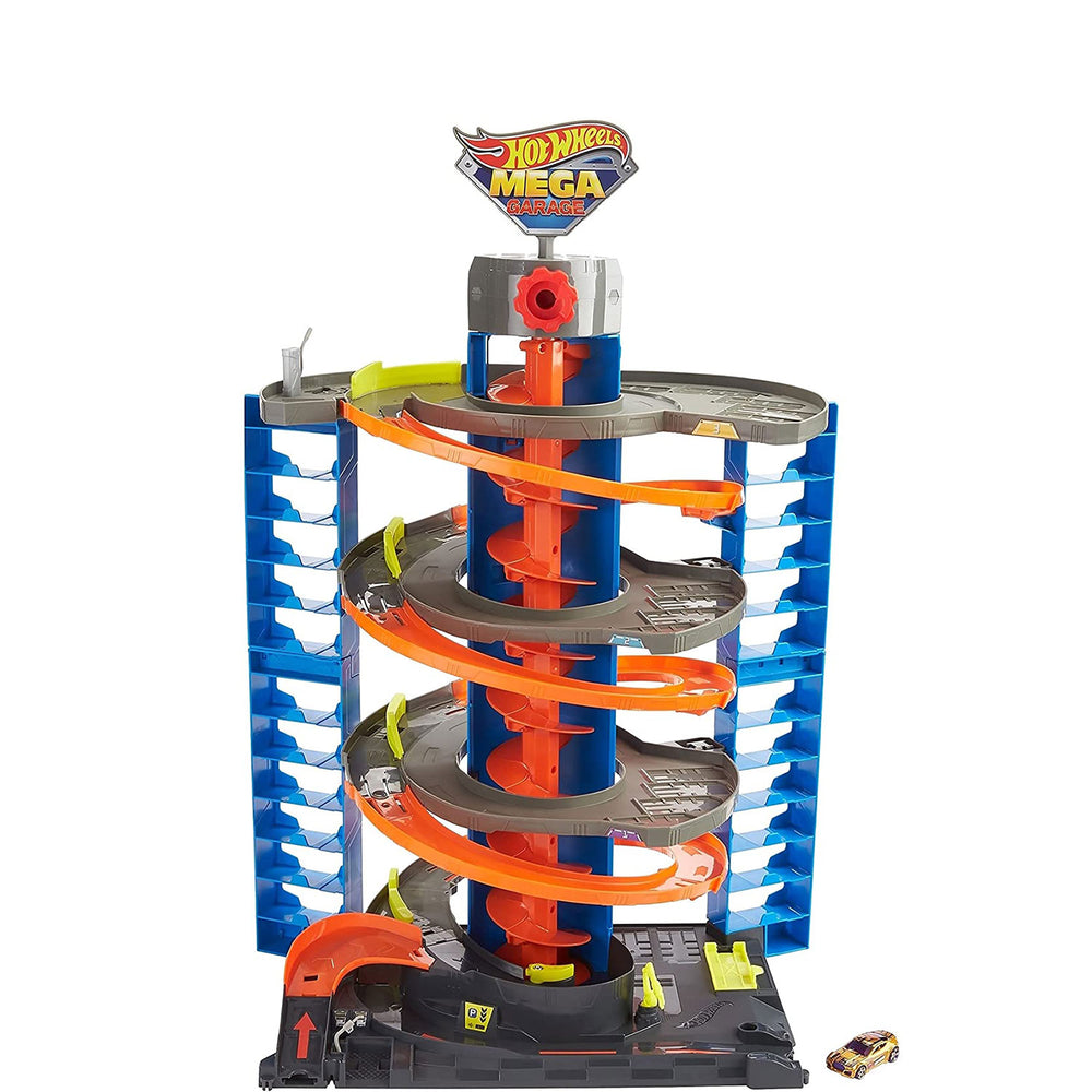 Hot Wheels City Mega Garage Playset w/ Corkscrew Elevator & Storage for 60+ Cars - VMInnovations