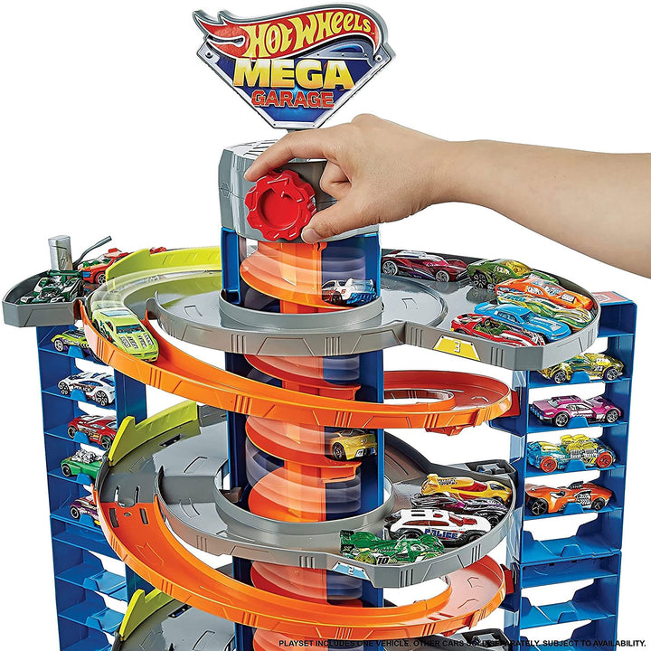Hot Wheels City Mega Garage Playset w/ Corkscrew Elevator & Storage for 60+ Cars - VMInnovations