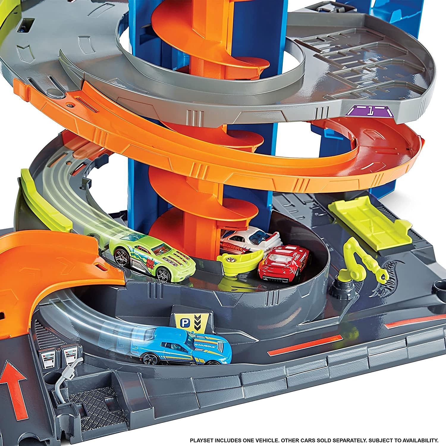 Hot Wheels City Mega Garage Playset w/ Corkscrew Elevator & Storage for 60+ Cars - VMInnovations