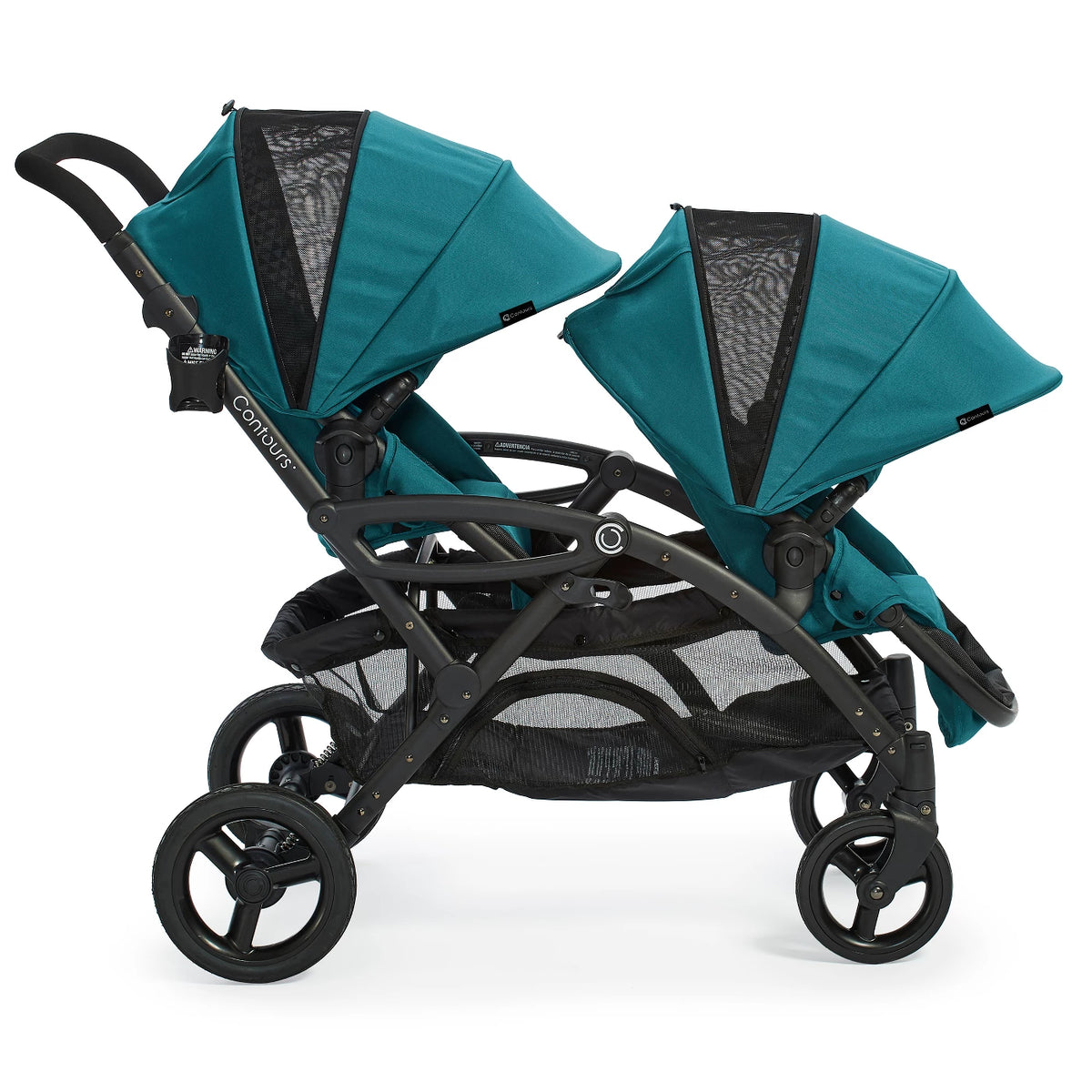 Contours Options Elite Tandem Twin Toddler and Baby Stroller Travel Pram, Teal