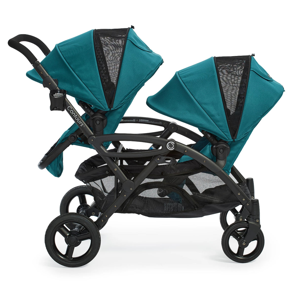 Contours Options Elite Tandem Twin Toddler and Baby Stroller Travel Pram, Teal