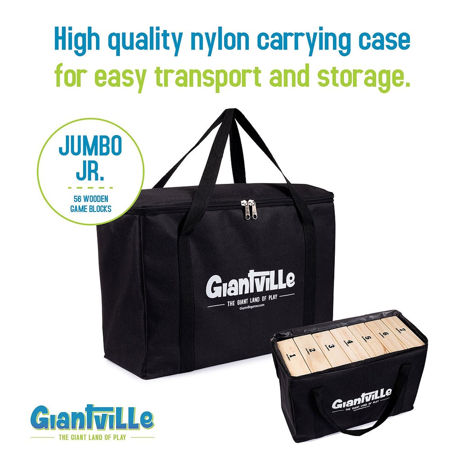 Giantville Giant 56 Piece Jumbo Junior Tumbling Blocks w/ Storage Bag (Open Box)