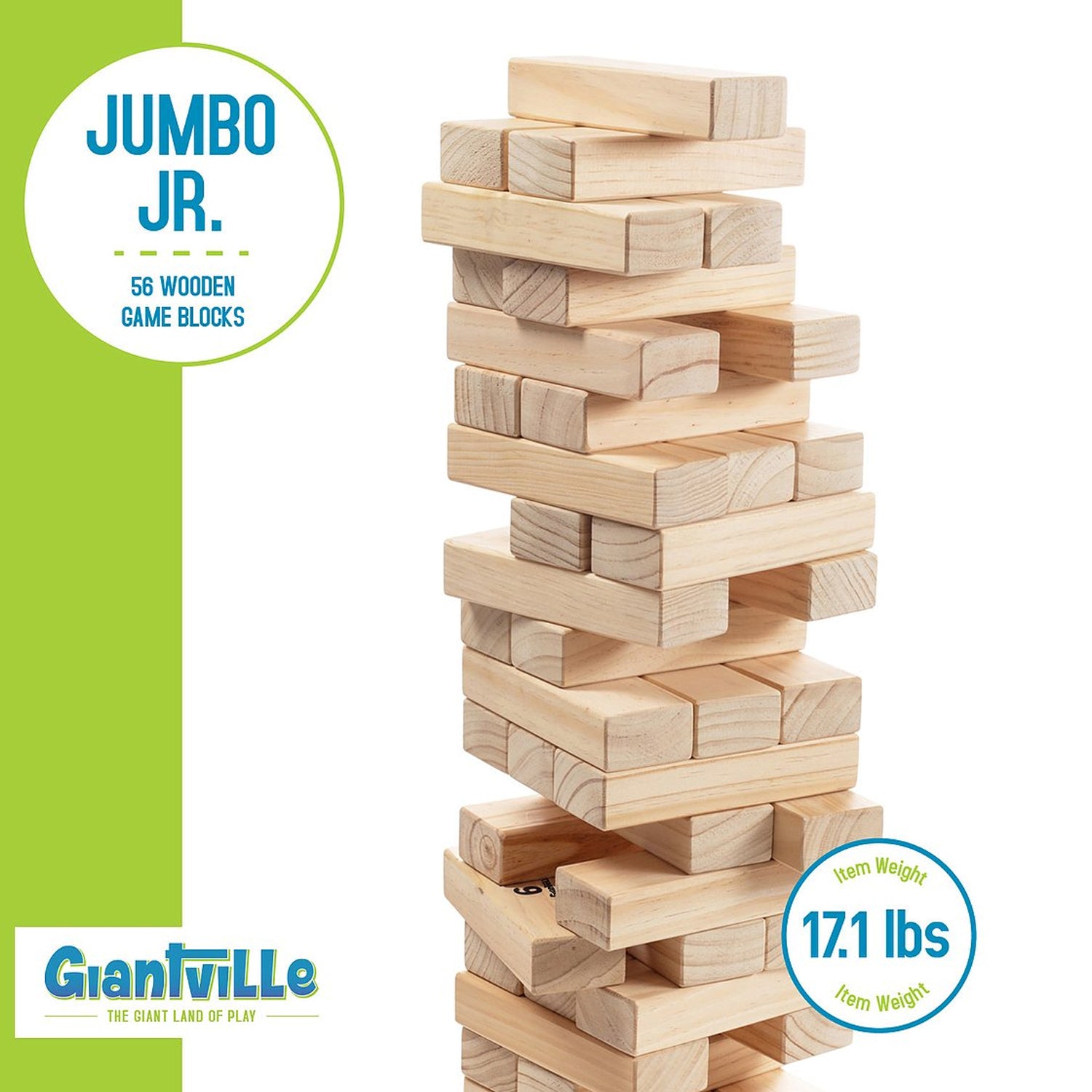 Giantville Giant 56 Piece Jumbo Junior Tumbling Blocks w/ Storage Bag (Open Box)
