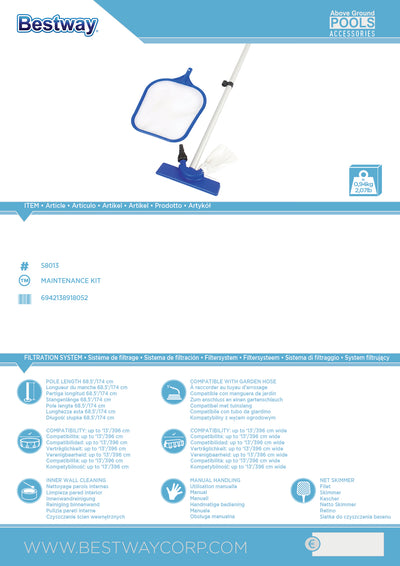 Bestway FlowClear Pool Skimmer Vacuum Cleaning Maintenance Kit (Open Box)