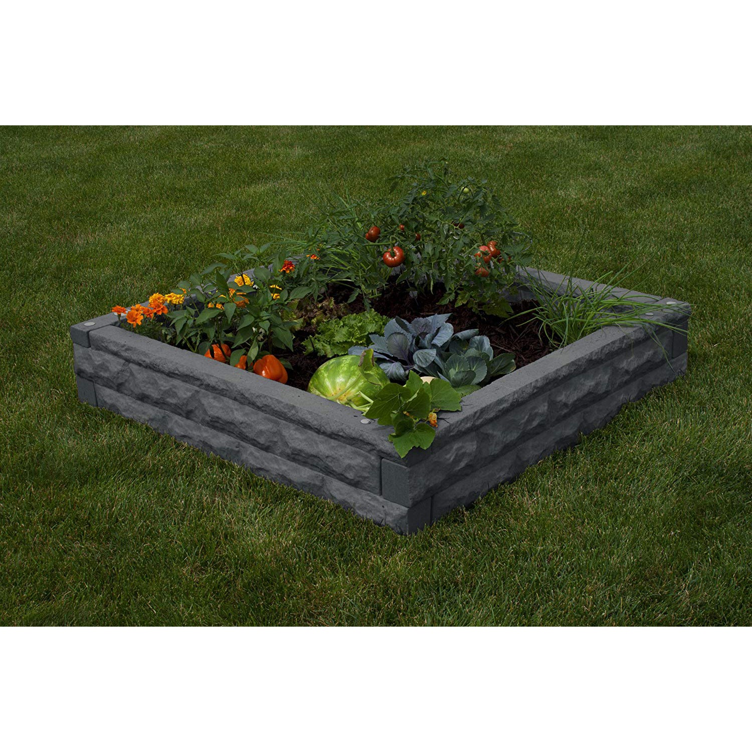 Good Ideas Garden Wizard Outdoor Self Watering Raised Garden Bed, Dark Granite