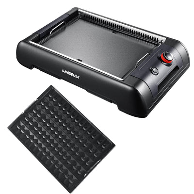 GoWISE USA 2 in 1 Indoor Smokeless Electric Grill with Griddle Plate (Open Box)