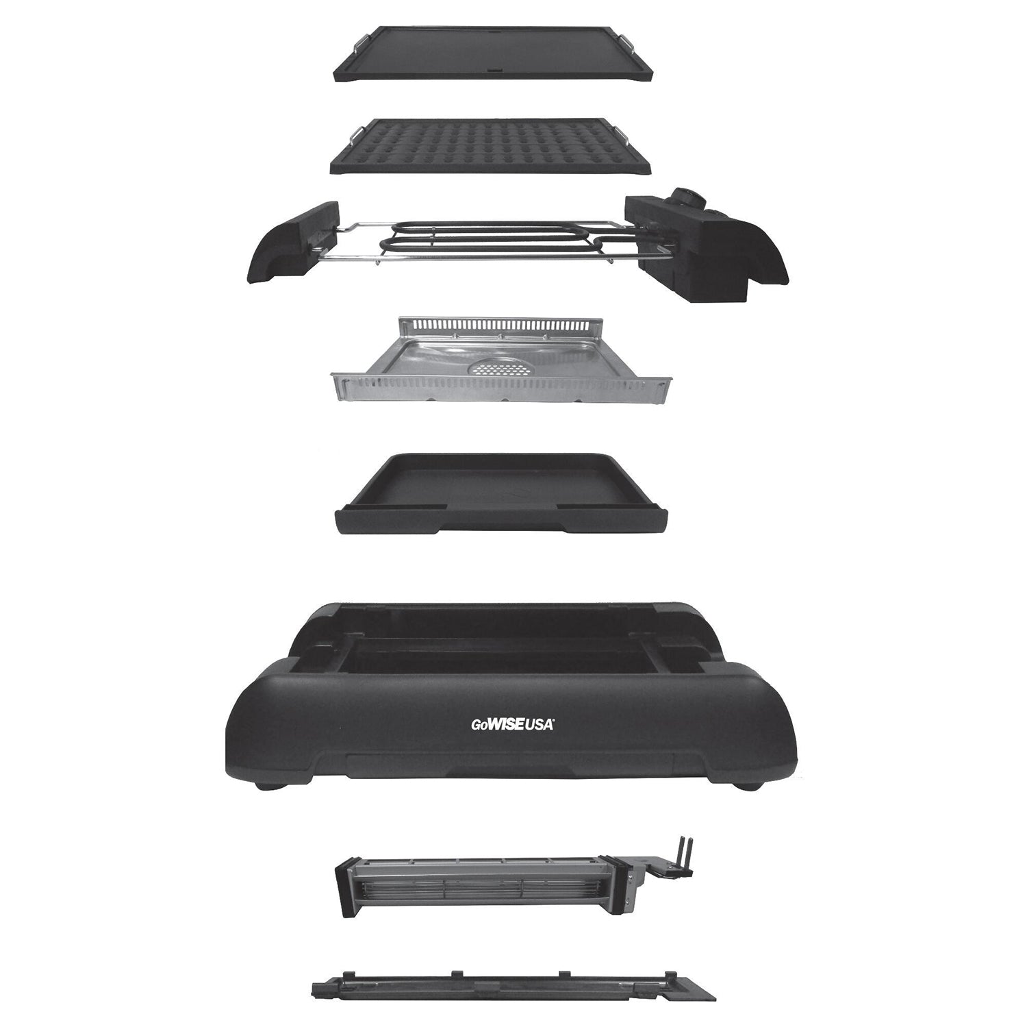 GoWISE USA 2 in 1 Indoor Smokeless Electric Grill with Griddle Plate (Used)