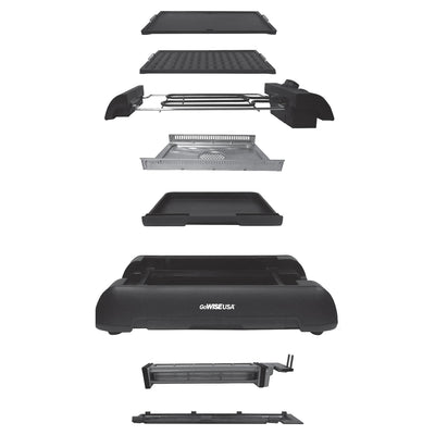 GoWISE USA 2 in 1 Indoor Smokeless Electric Grill with Griddle Plate (Used)