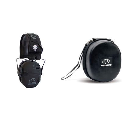 Walker's Razor Black Punisher Electronic Hearing Protection Earmuff w/ Case