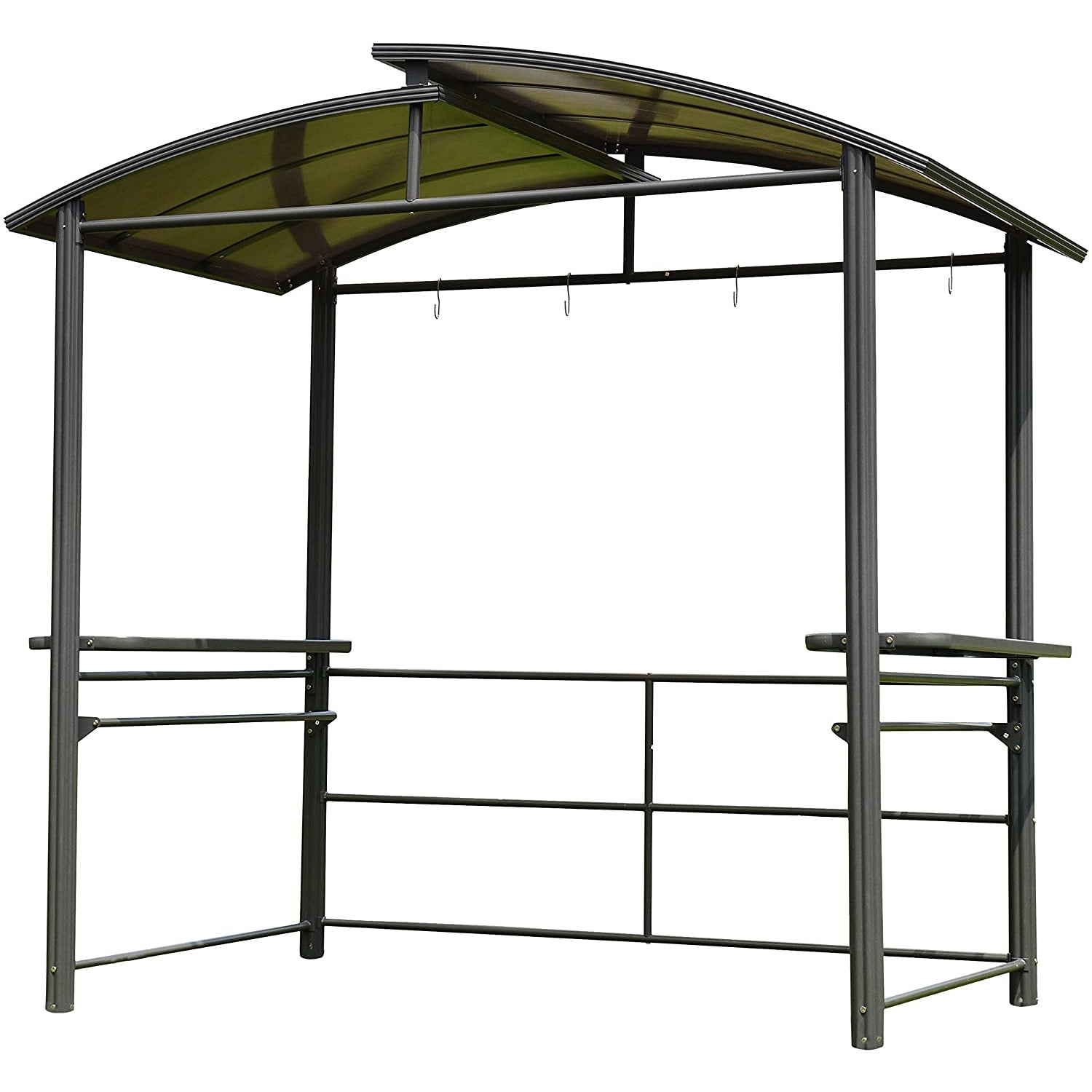 ALEKO 8 x 5 x 7.8 Foot Steel Hard Top BBQ Grill Gazebo Shelter Canopy, Brown (For Parts)