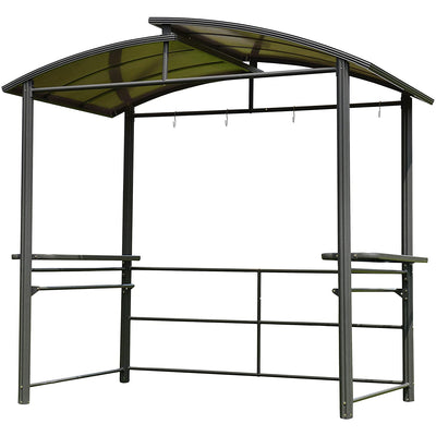 ALEKO 8 x 5 x 7.8 Foot Steel Hard Top BBQ Grill Gazebo Shelter Canopy, Brown (For Parts)