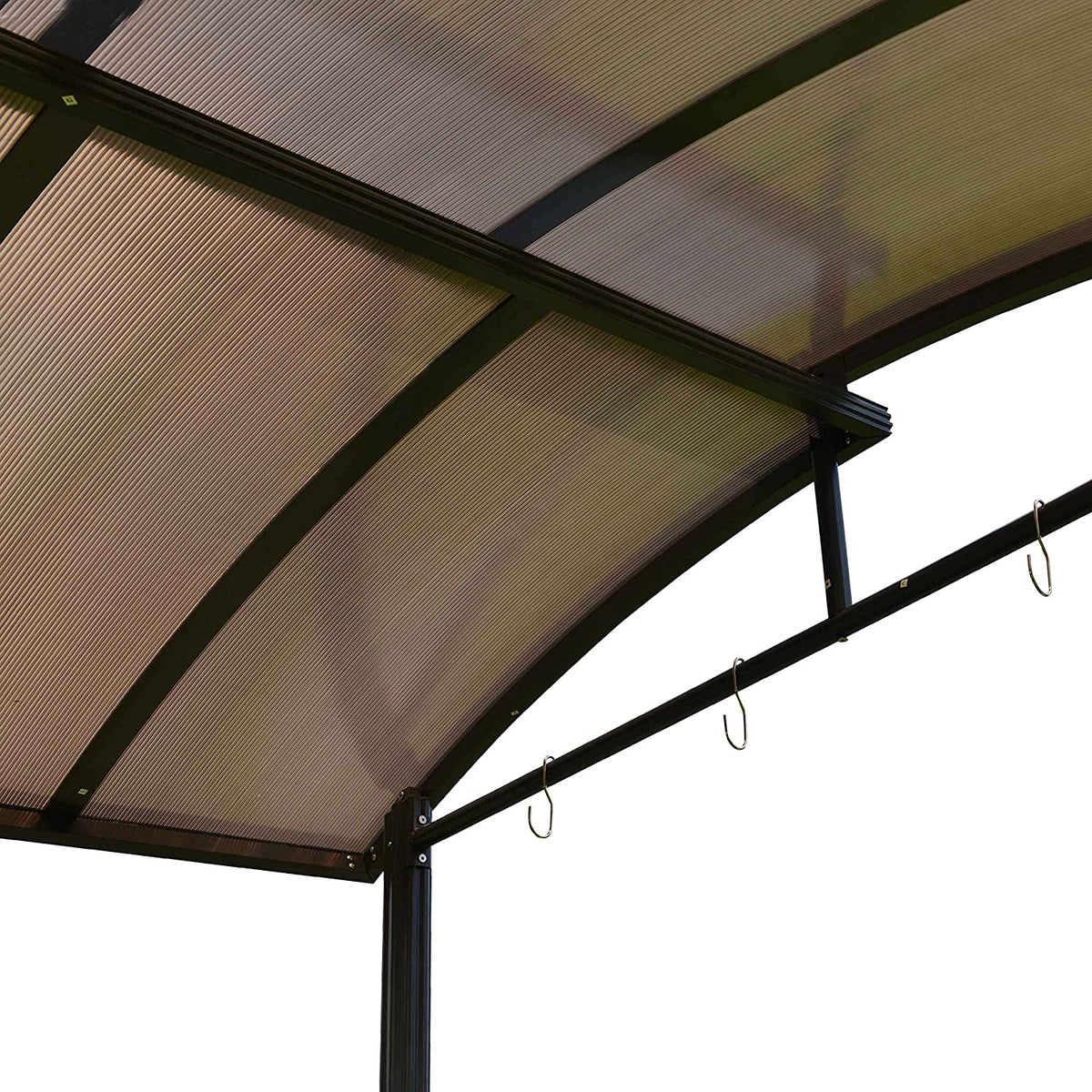ALEKO 8 x 5 x 7.8 Foot Steel Hard Top BBQ Grill Gazebo Shelter Canopy, Brown (For Parts)
